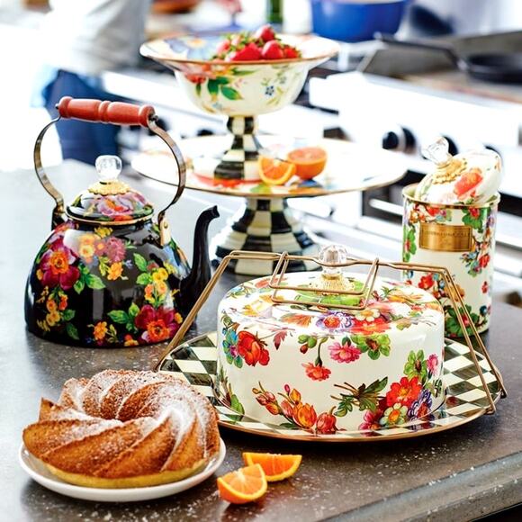 Brand New Mackenzie-Childs White Flower Market Cake Carrier - Picture 4 of 5